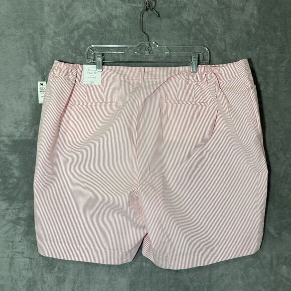 NWT Talbots Womens Perfect Shorts Sz 24W Pink Seersucker Stripe Elastic Waist - Picture 2 of 10